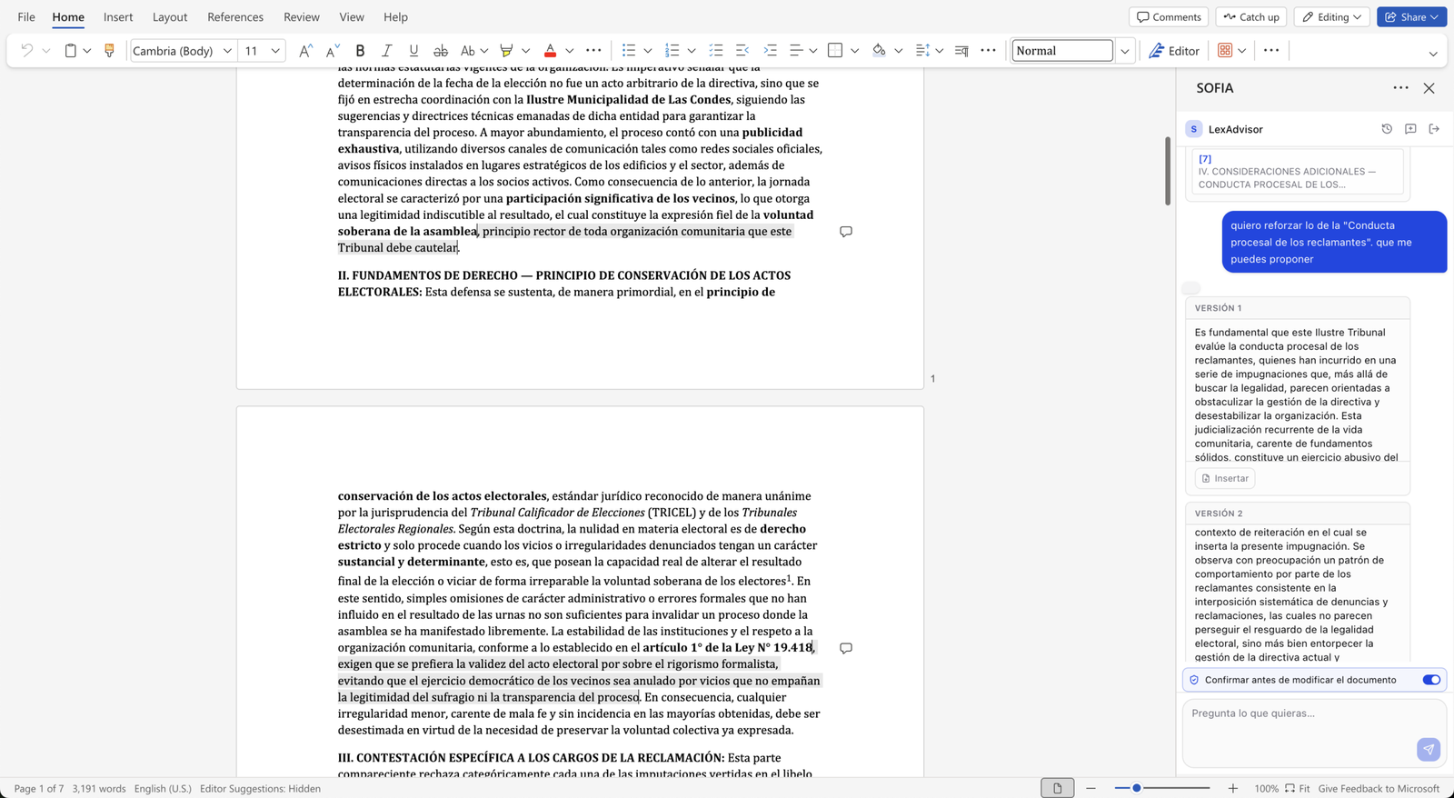 Plugin de LexAdvisor en Microsoft Word